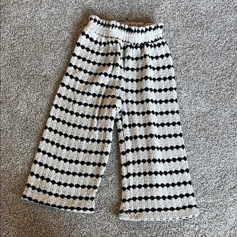 Zara Kids Black and White Striped Knit Pants